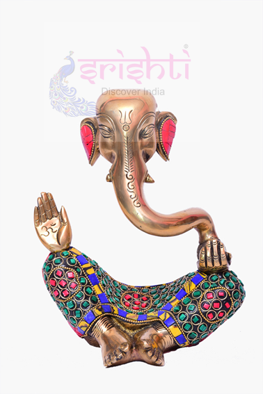 SBBU-Brass Fancy Ganesha with Stone Model-8.5 Inches (ISBB100)