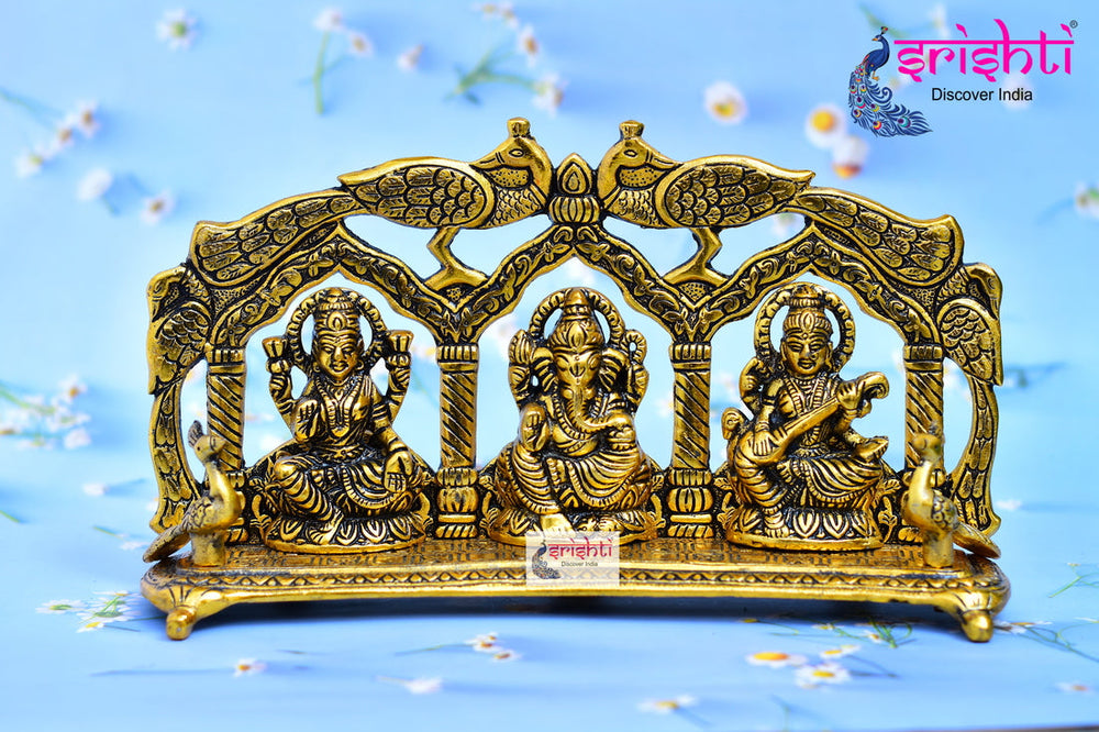 ISHB-Lakshmi Ganesha Saraswathi Peacock Frame-6.3 Inches (ISBH0038)