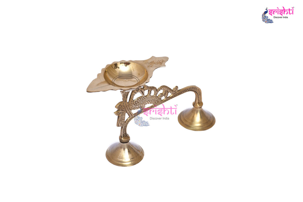 SIKB-Brass Peacock Karpoora Aarati-4 Inches (ISKKB0049)
