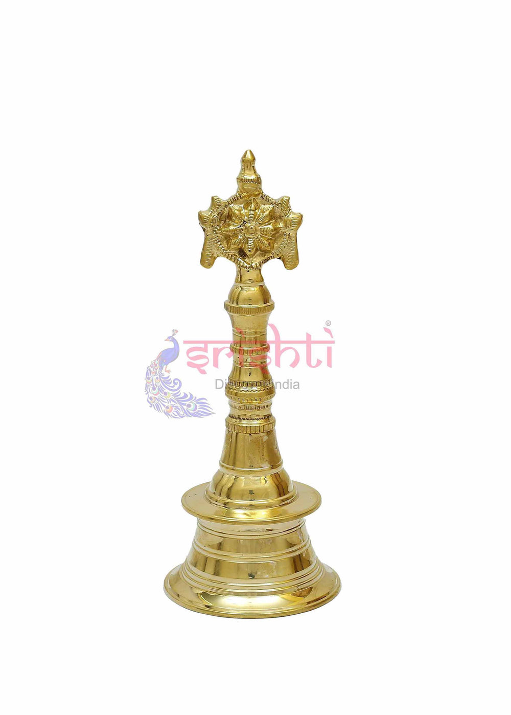 SIKB-Srishti Special Brass Shankh Chakra Pooja Bell-10 Inches (ISKKB0061)