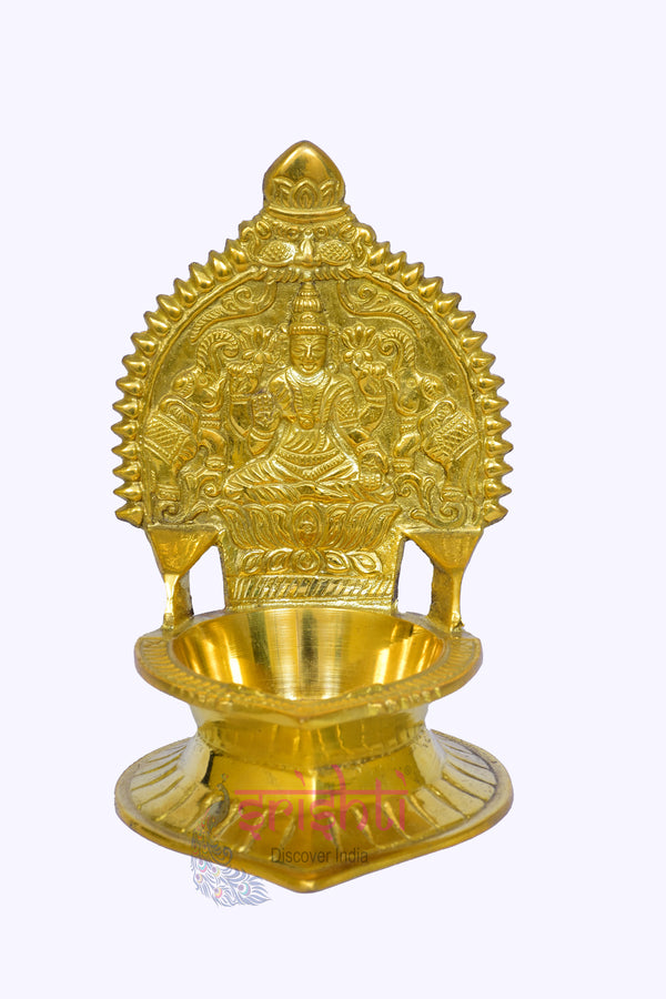 SIKB-Brass Kamakshi Diya Gajalakshmi Embossed-5 Inches (ISKKB0116)