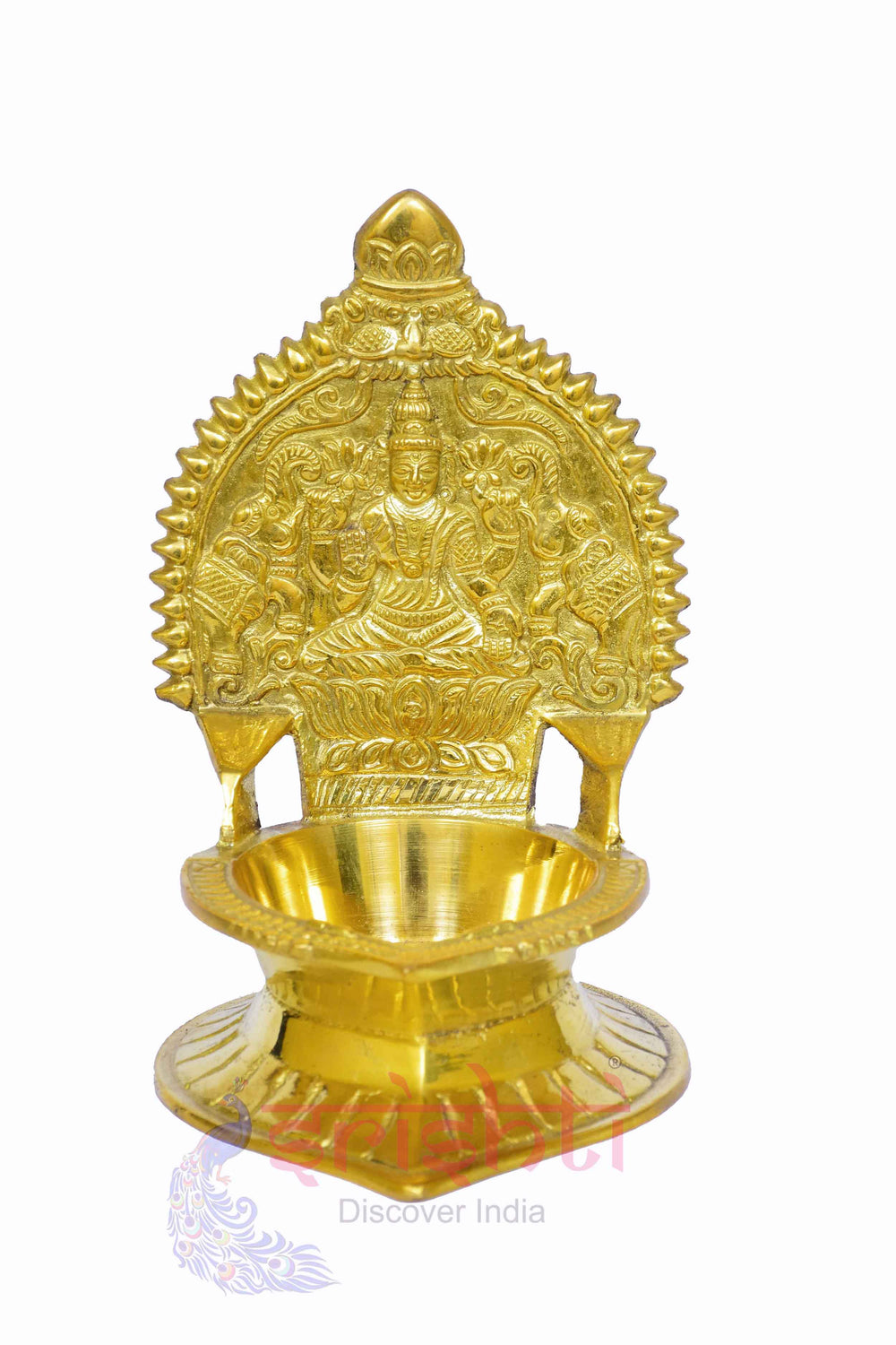 SIKB-Brass Kamakshi Diya Gajalakshmi Embossed-6 Inches (ISKKB0117)