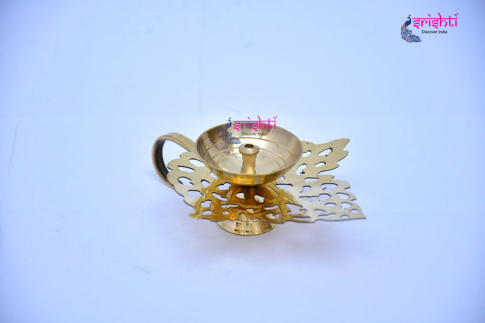 ISKBU-Brass Agal Diya With Handle-M01 (ISMM0036)
