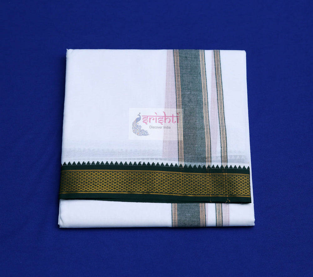 ISCMD-Srishti Premium White Mylkan Cotton Dhoti/Veshti-4 Yards (ISPCD001)
