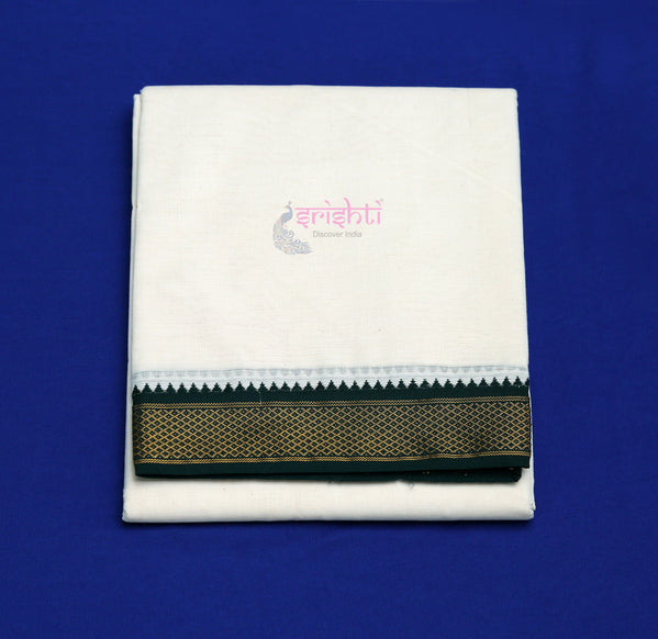 ISCMD-Srishti Premium White Mylkan Cotton Dhoti-10x6 Yards (ISPCD004)
