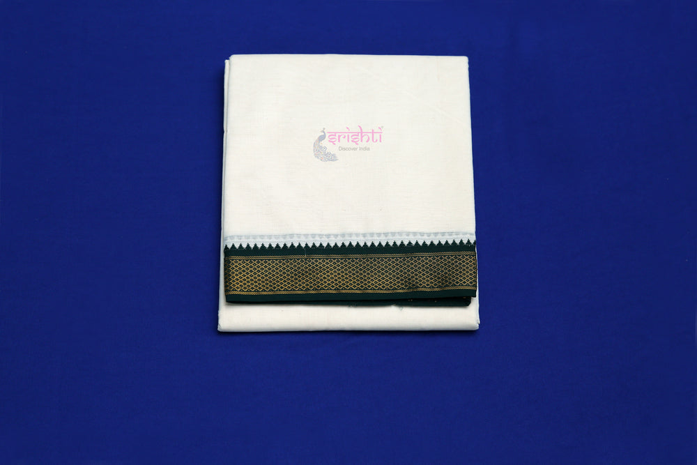 ISCMD-Srishti Premium White Mylkan Cotton Dhoti/Veshti-9x5 Yards (ISPCD009-W)