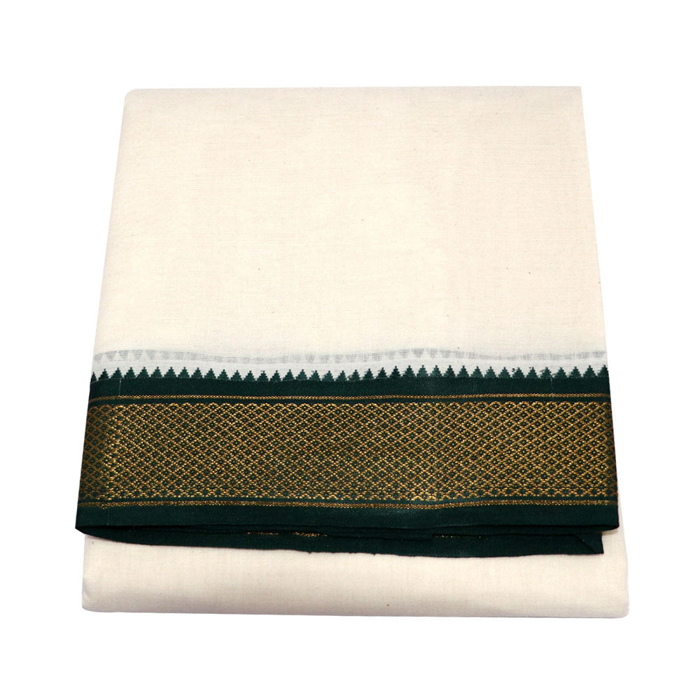 ISCMD-Srishti Half White Mylkan Cotton Dhoti-10x6 Yards (ISPCD012)