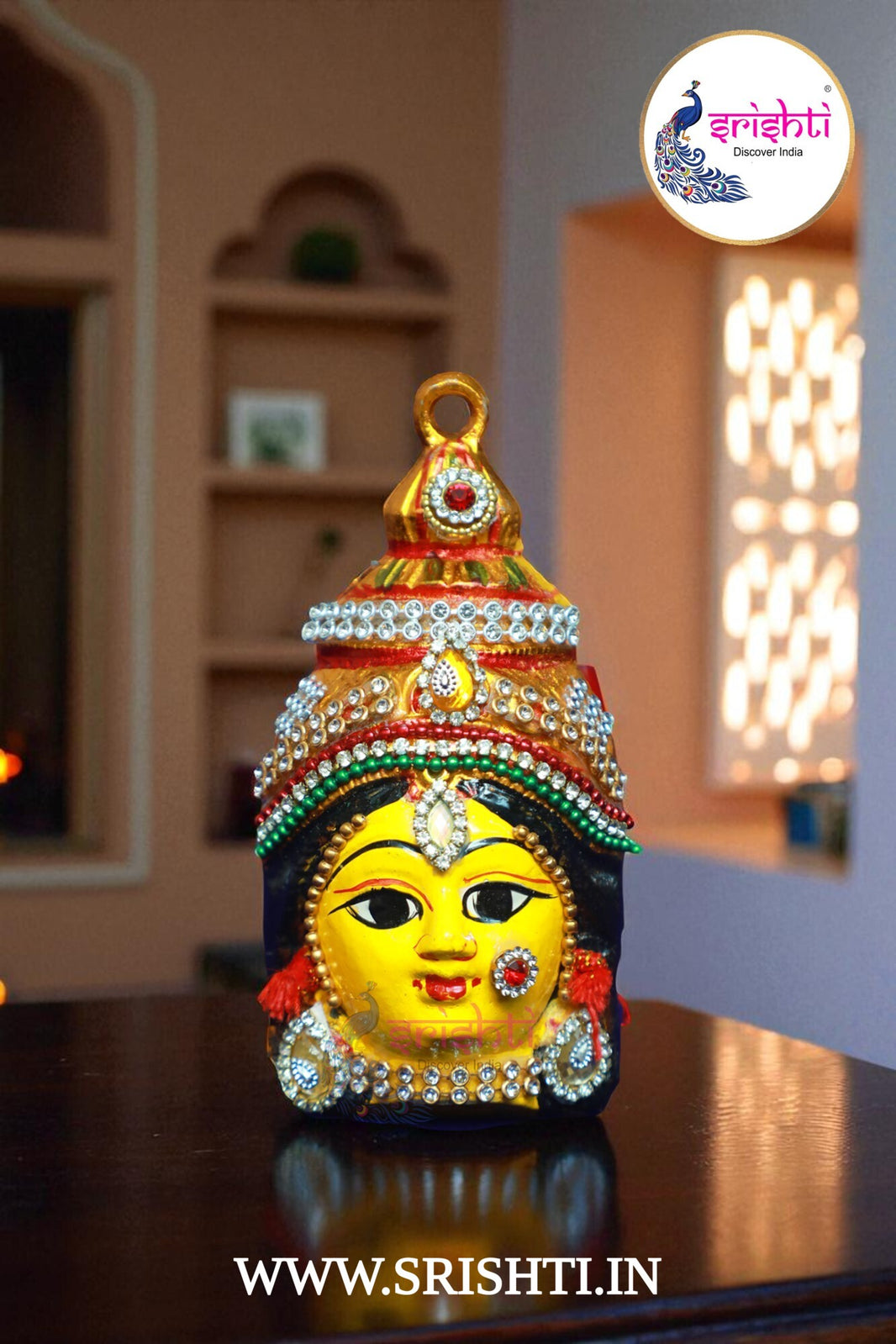 ISVP-Varalakshmi Goddess Yellow Face with Stone Work-4.5 Inches
