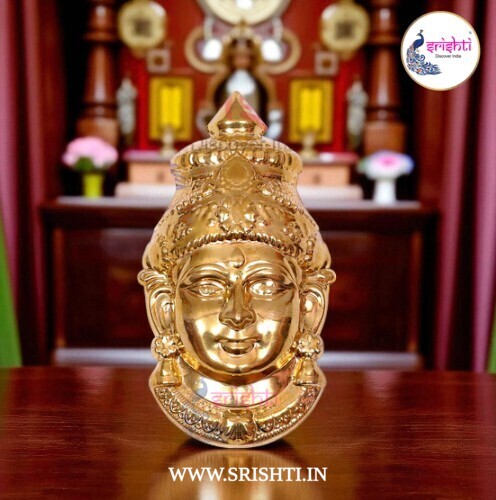 ISVP-Varalakshmi Goddess Face Metal Gold Plated-7.5 Inches