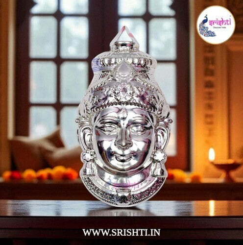 ISVP-Varalakshmi Goddess Face Metal Silver Plated-6 Inches