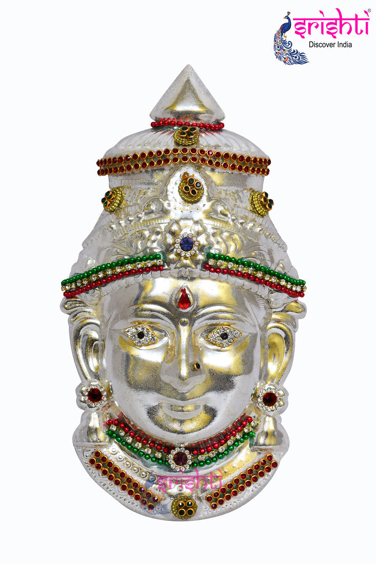 ISMMC-Varalakshmi Goddess Face Metal Silver Plated with Stone Work-7 Inches-M01 (ISMGC013)