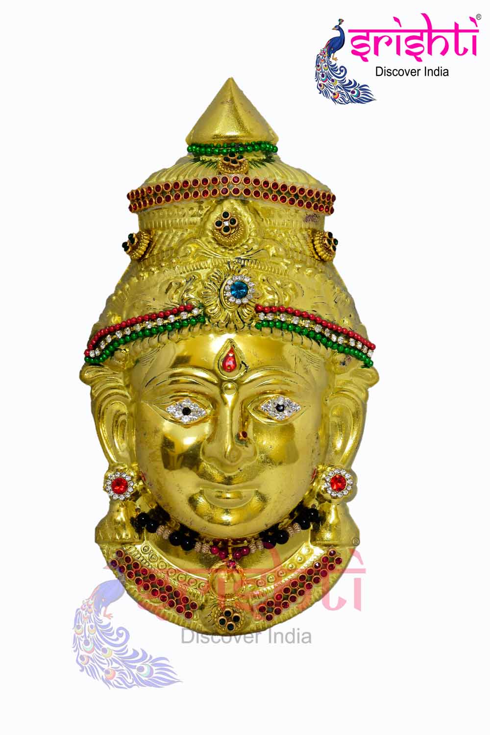 ISMHD-Varalakshmi Goddess Face Metal Gold Plated with Stone Work-7 inches-M02 (ISMGC038)