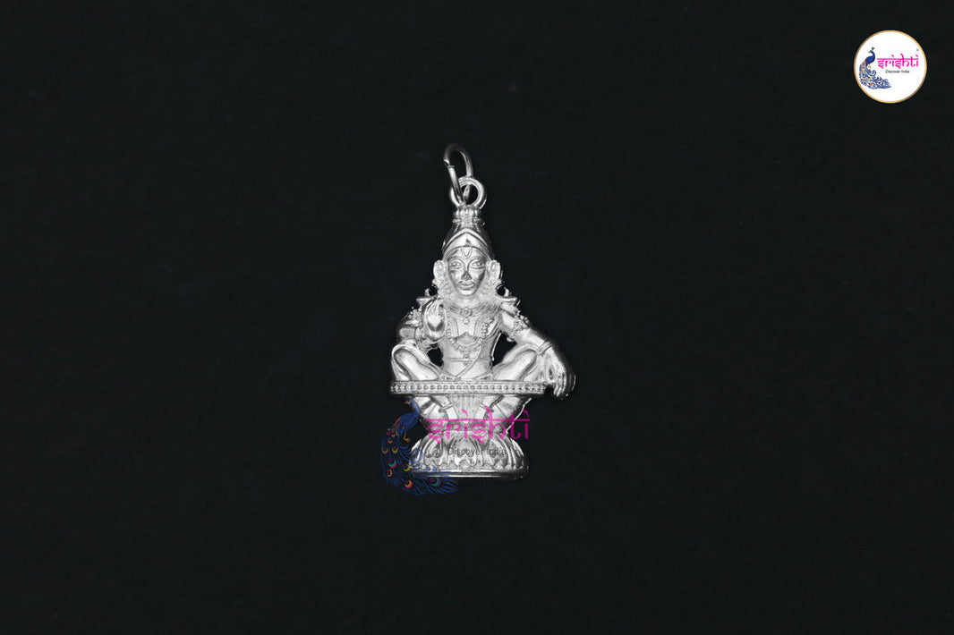 ISCUU-Copper with White Polish Ayyappa Pendant-1.25 Inches