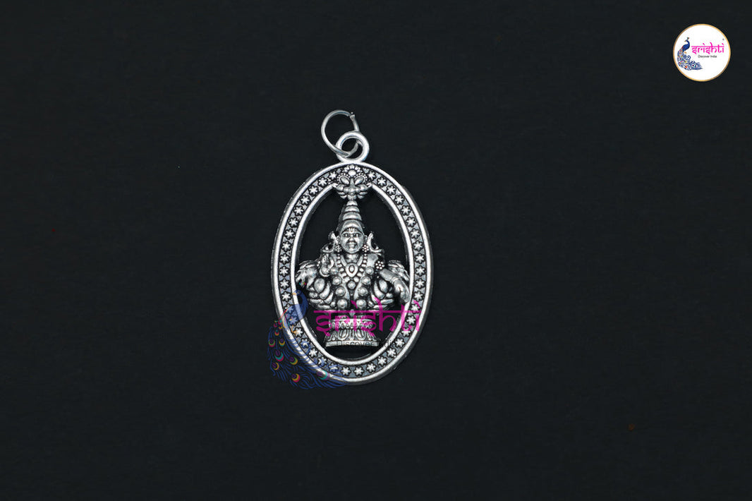 ISCUU-Copper with White Polish Ayyappa Pendant-1.5 Inches