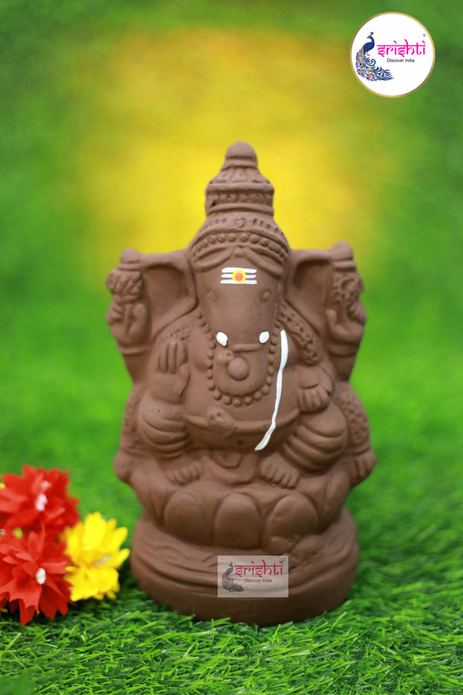 ISMV-Eco-Friendly Clay Lotus Ganesha-9 Inches-M01 (ISMC107)