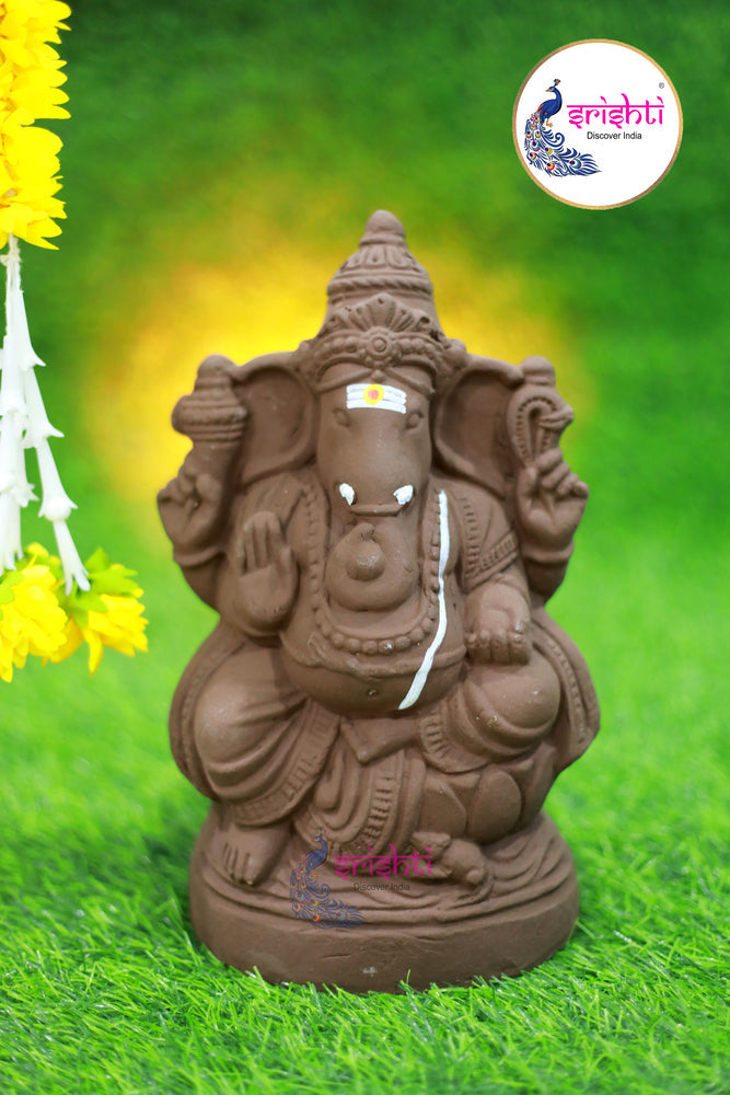 ISMV-Eco-Friendly Clay Lotus Ganesha-12 Inches-M01 (ISMC119)