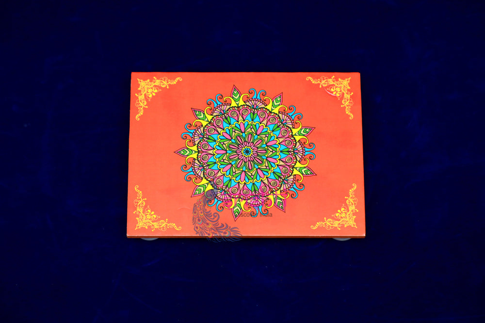 SWUP-Red Color Rangoli Wooden Plank-6 X 4 Inches (ISRWP0047)