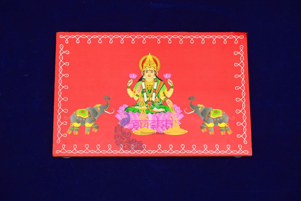 SWUP-Pink Color Gajalakshmi Wooden Plank-8 X 6 Inches (ISRWP0060)