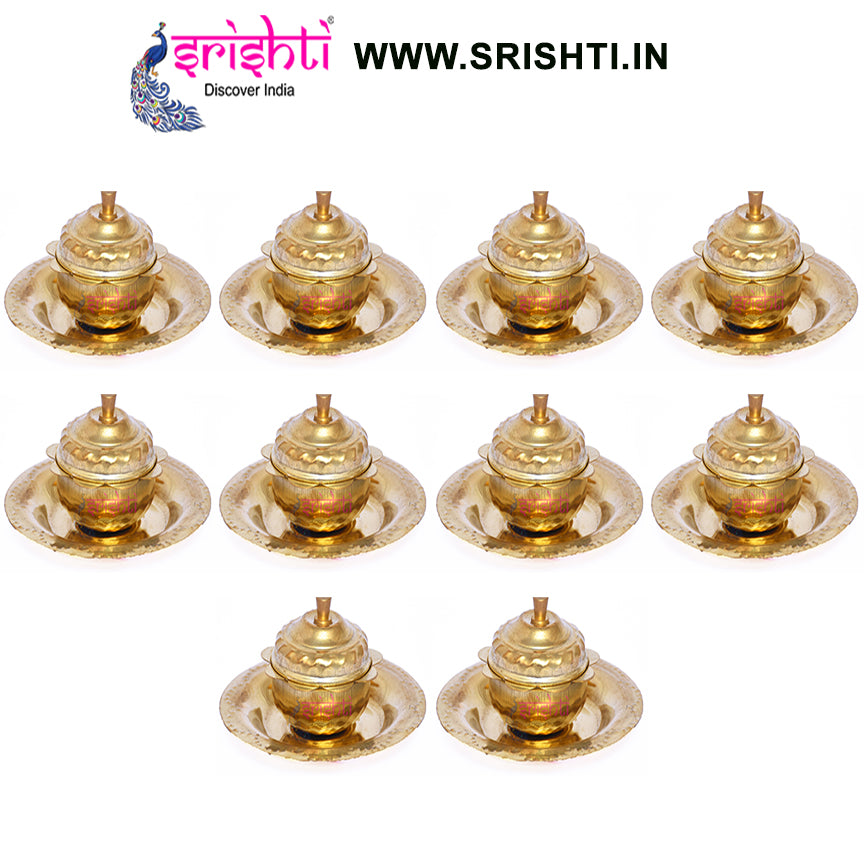 SIKB-Brass Plate Kumkum Container-2 Inches (Pack of 25)