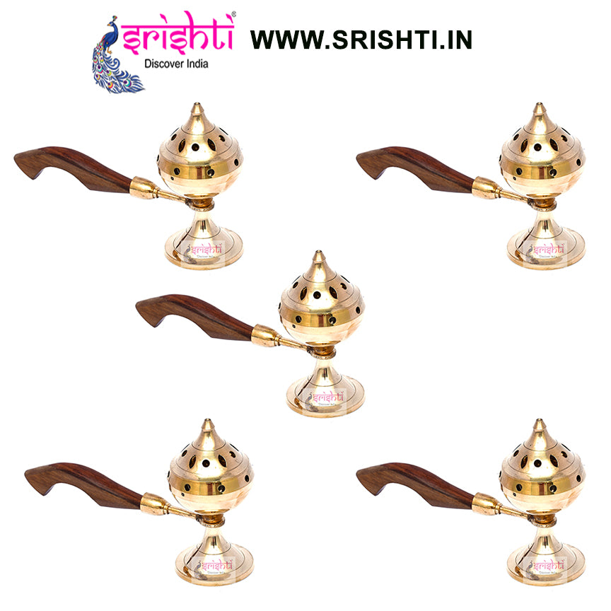 SIKB-Brass Dhoop Stand with Lid-4.6 Inches-(Pack of 5)