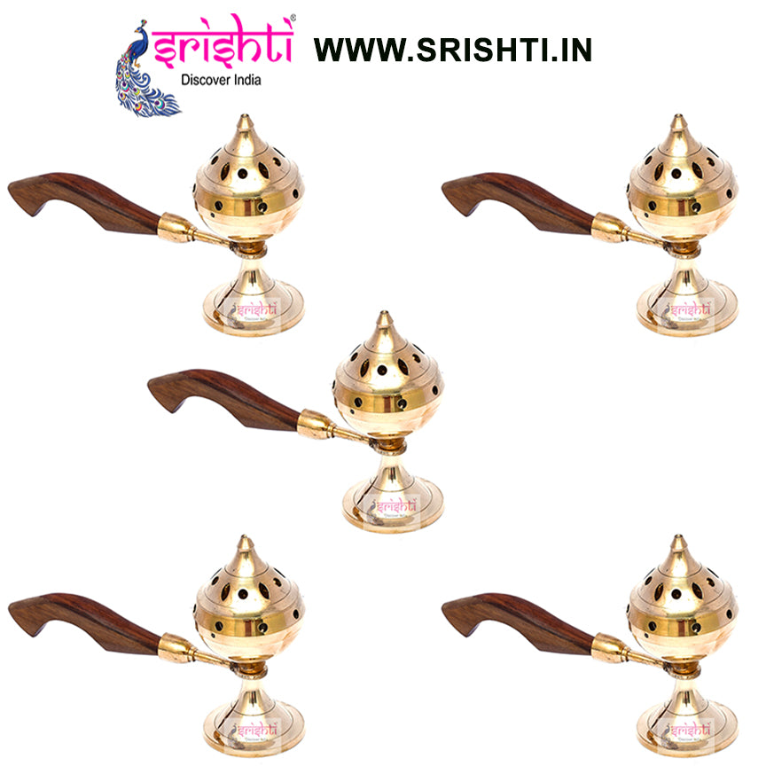 SIKB-Brass Dhoop Stand With Lid-5.5 Inches-(Pack of 5)