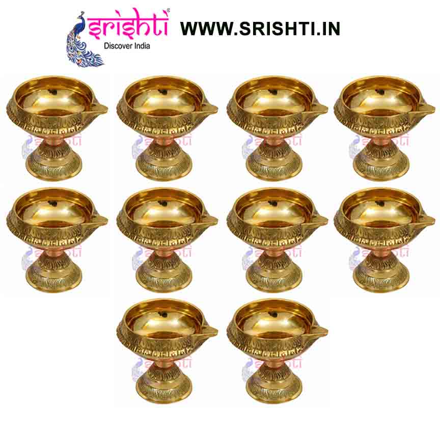 SIKB-Brass Kubera Diya with Stand-S7-(Pack of 25)