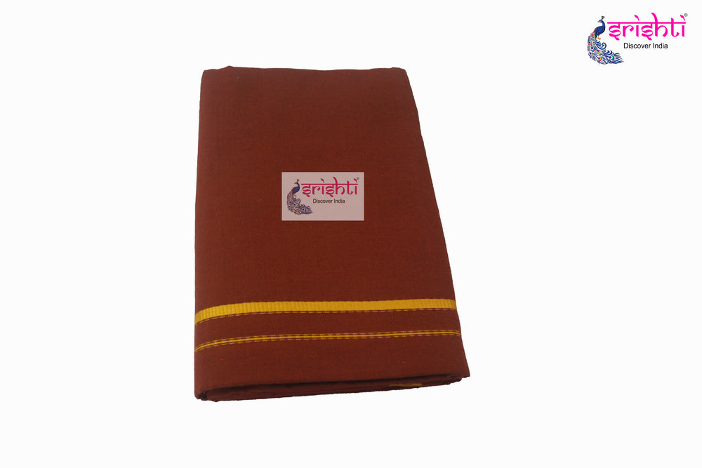 SADV-Srishti Premium Men's Cotton Ayyappa Maroon Dhoti/Vesti-4 Yards-M01