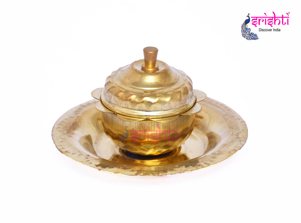SIKB-Brass Plate Kumkum Container-2 Inches  (ISKKB0032)