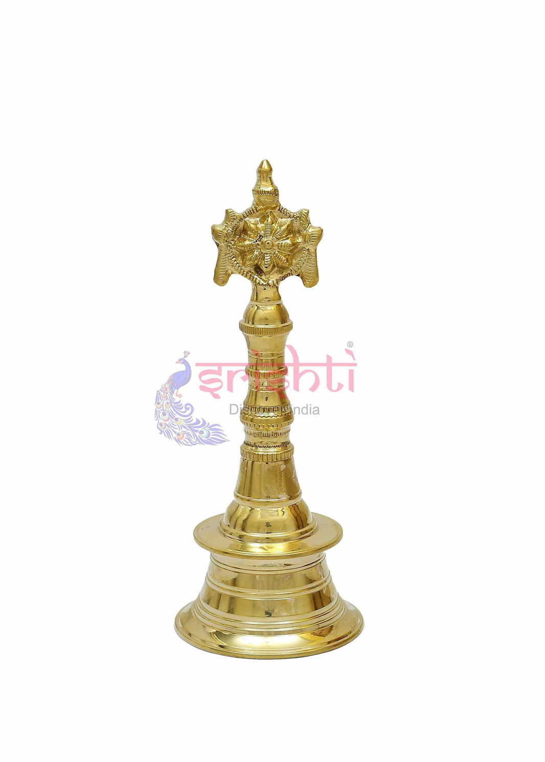 SIKB-Srishti Special Brass Shankh Chakra Pooja Bell-10 Inches (ISKKB0061)