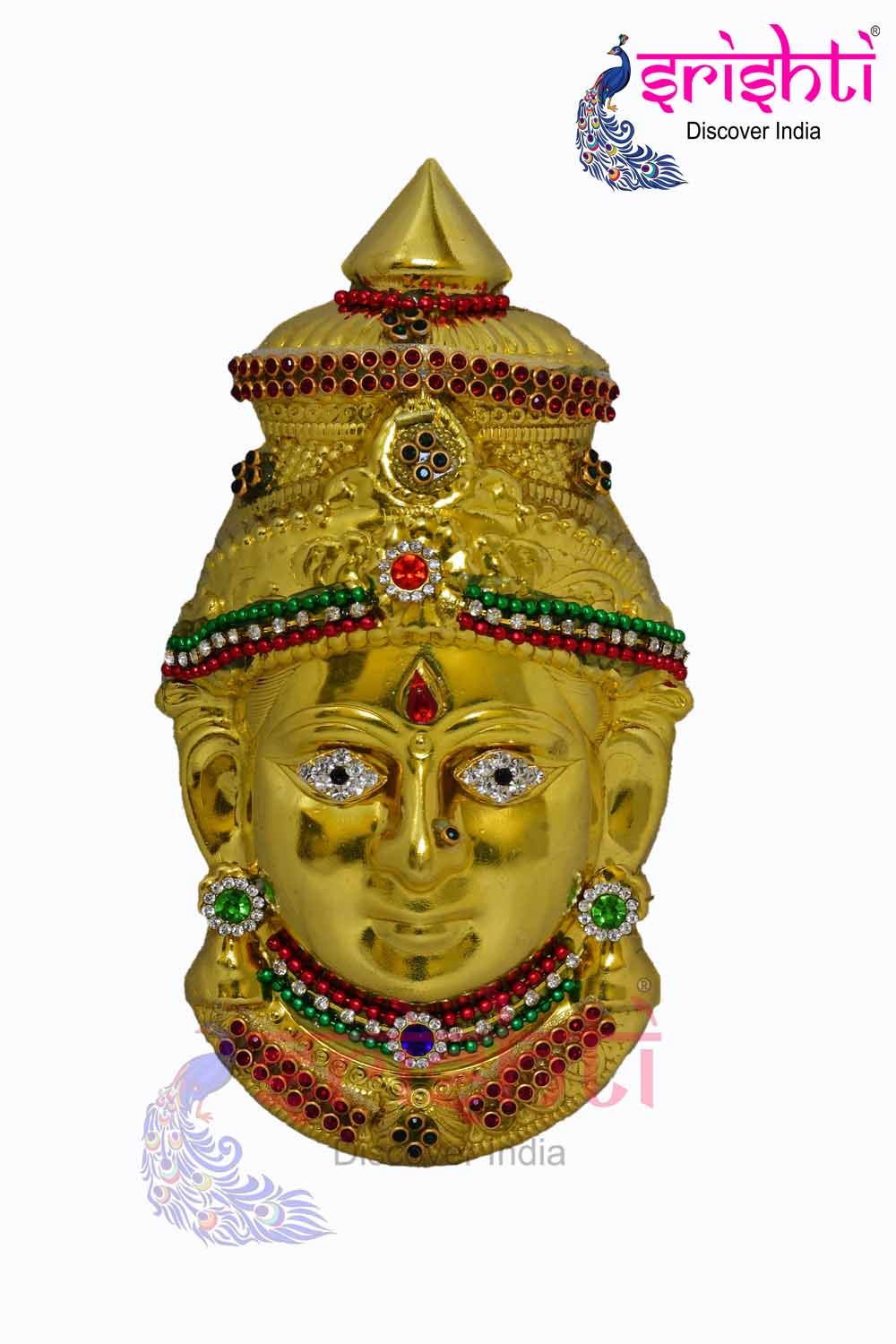 ISMHD-Varalakshmi Goddess Face Metal Gold Plated with Stone Work-6 inches-M01 (ISMGC039)