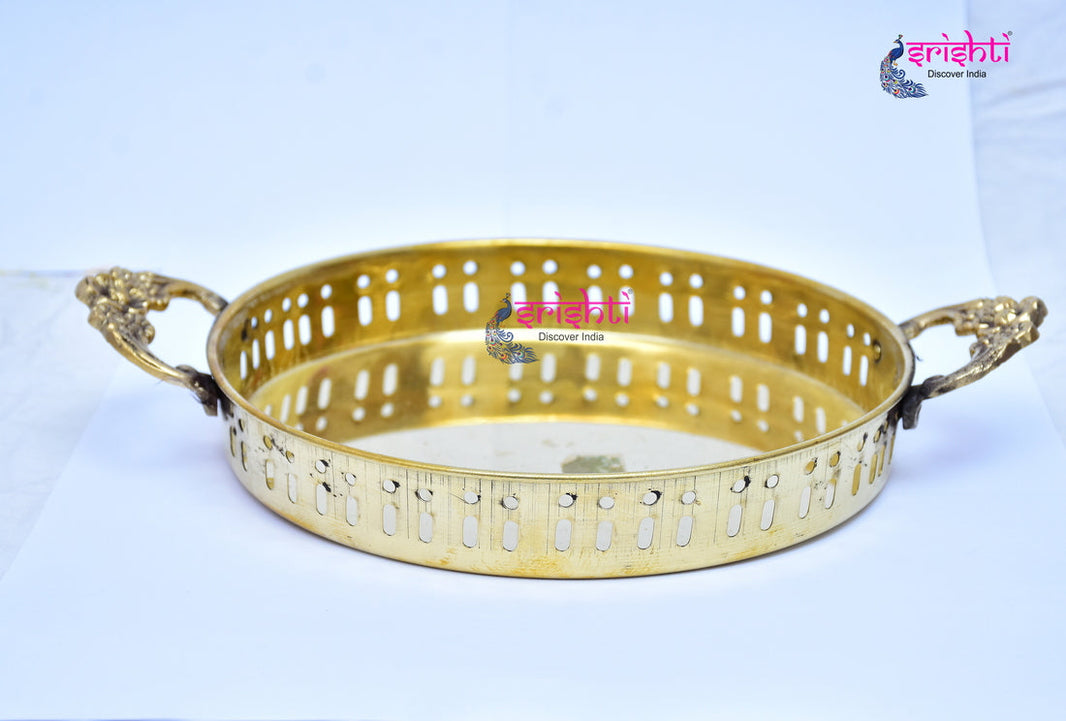 ISKBU-Brass Pooja Plate with Handle-M01 (ISMM0023)