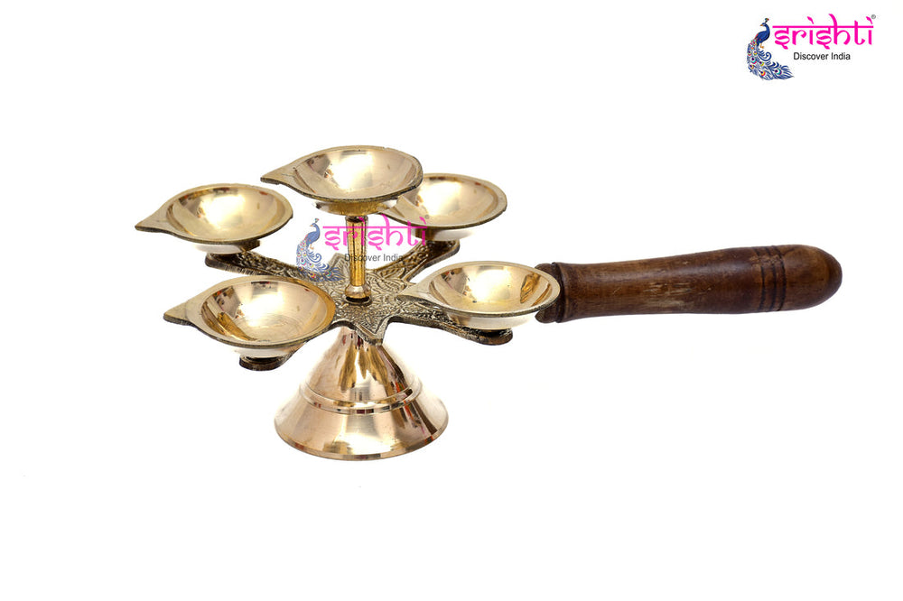ISKBU-Brass Pancha Arati-4.5 Inches-M01 (ISMM0069)