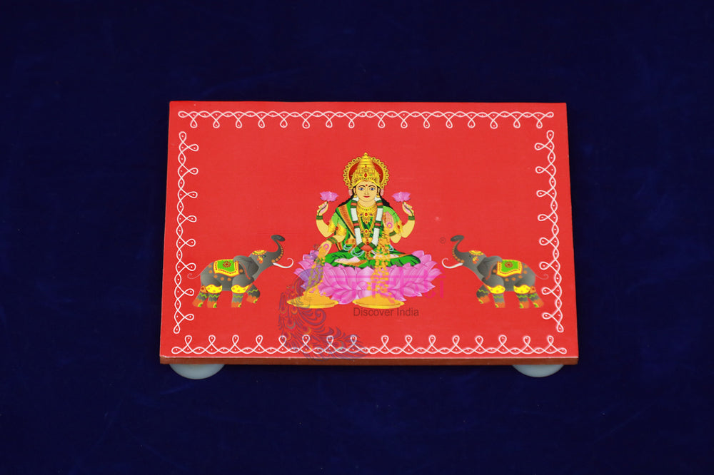 SWUP-Pink Color Gajalakshmi Wooden Plank-6 X 4 Inches (ISRWP0050)
