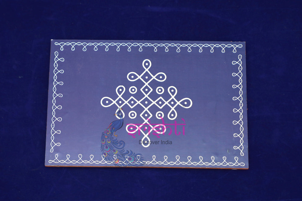 SWUP-Blue Color Rangoli Wooden Plank-8 X 6 Inches (ISRWP0056)