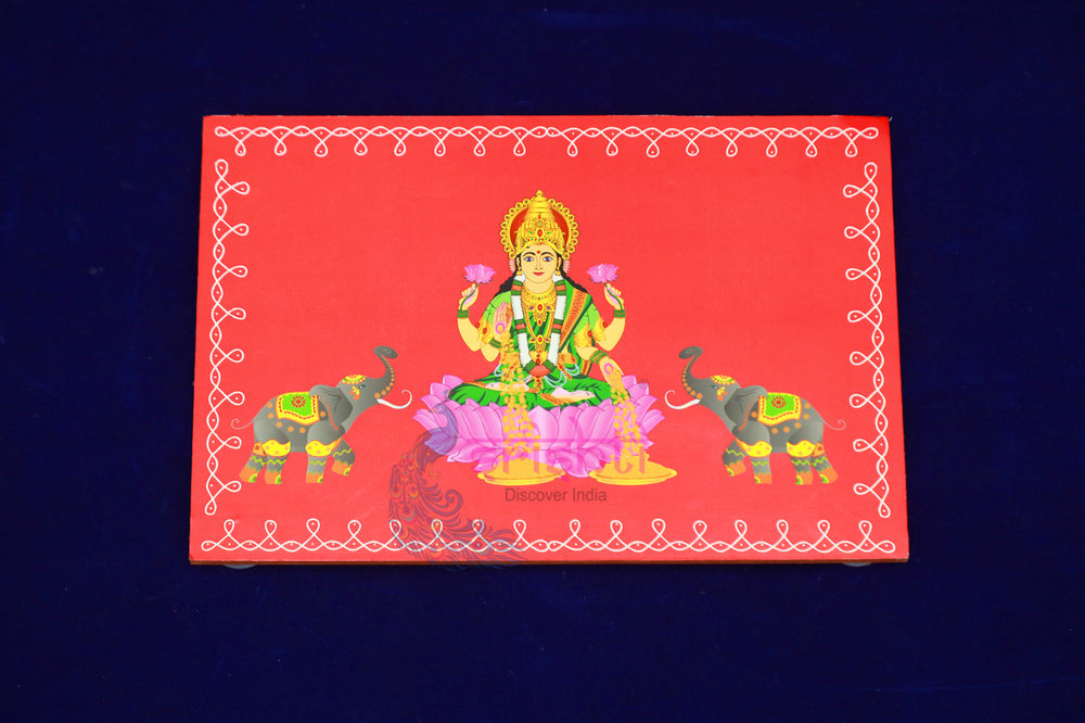 SWUP-Pink Color Gajalakshmi Wooden Plank-12 X 8 Inches (ISRWP0070)
