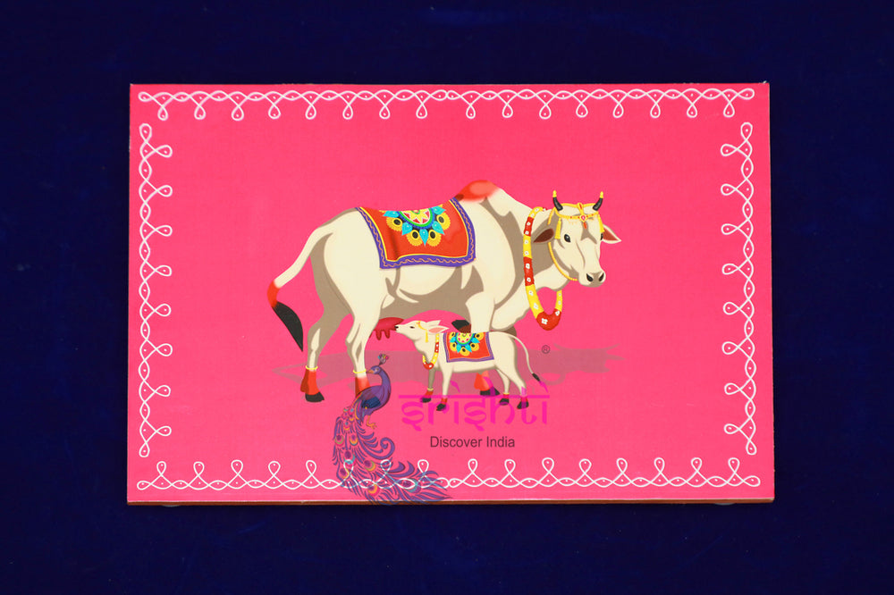 SWUP-Pink Color Cow and Calf Wooden Plank-12 X 8 Inches (ISRWP0072)