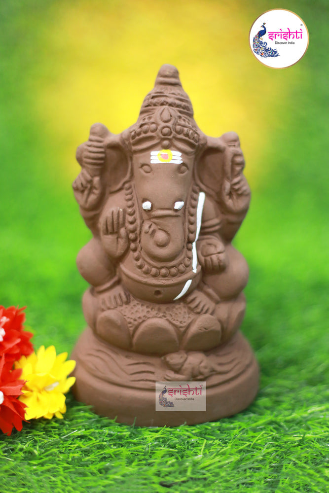 ISMV-Eco-Friendly Clay Lotus Ganesha-8 Inches-M01 (ISMC106)