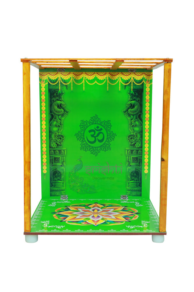 SWPU-Wooden Palavelli Set with Om-Green-15 X 19.5 Inches (ISPGI017)