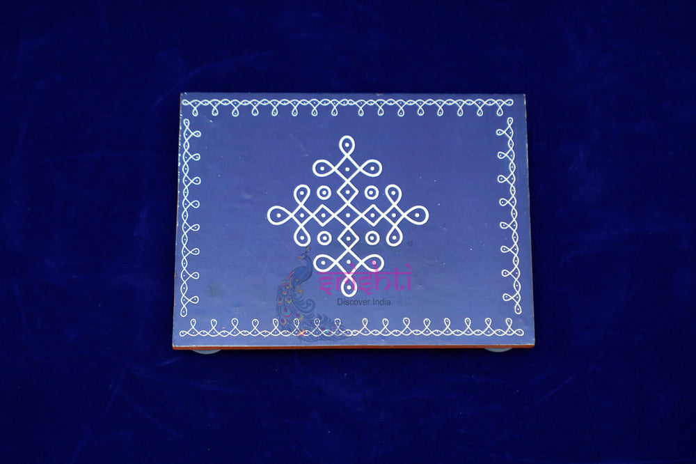 SWUP-Blue Color Rangoli Wooden Plank-6 X 4 Inches (ISRWP0046)