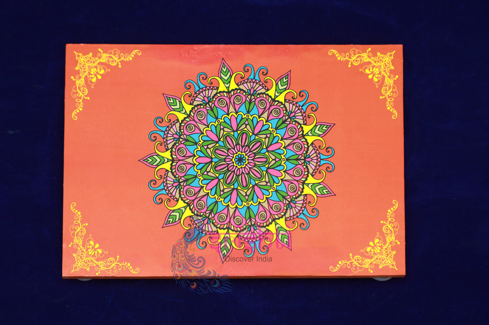 SWUP-Red Color Rangoli Wooden Plank-8 X 6 Inches (ISRWP0057)
