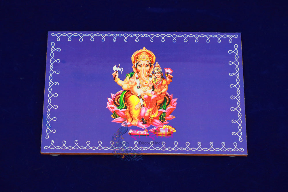 SWUP-Blue Color Ganesha Wooden Plank-8 X 6 Inches (ISRWP0058)