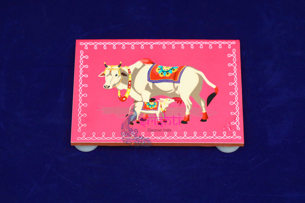 SWUP-Pink Color Cow and Claf Wooden Plank-8 X 6 Inches (ISRWP0062)