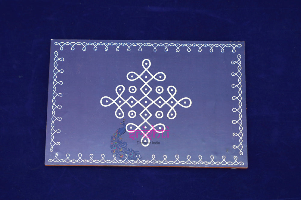 SWUP-Blue Color Rangoli Wooden Plank-12 X 8 Inches (ISRWP0066)