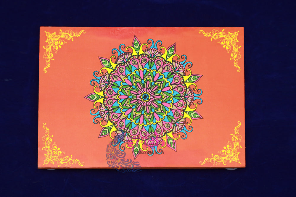 SWUP-Red Color Rangoli Wooden Plank-12 X 8 Inches (ISRWP0067)