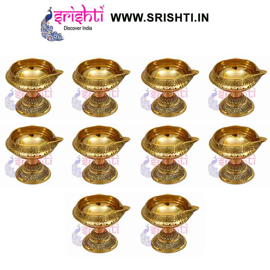 SIKB-Brass Kubera Diya with Stand-S5-(Pack of 25)