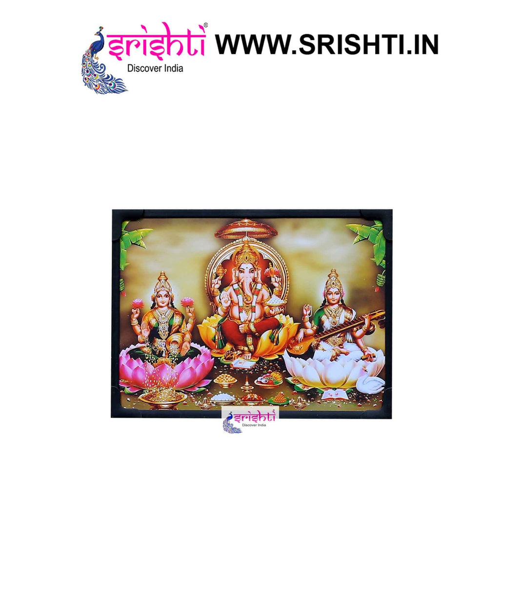 SIPF-Lakshmi Ganesha Saraswathy Laminated Photo 6 X 8 Inches