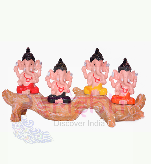 STRG-Tree Ganesha-4 Inches (Pack of 4) (IGSTC014)